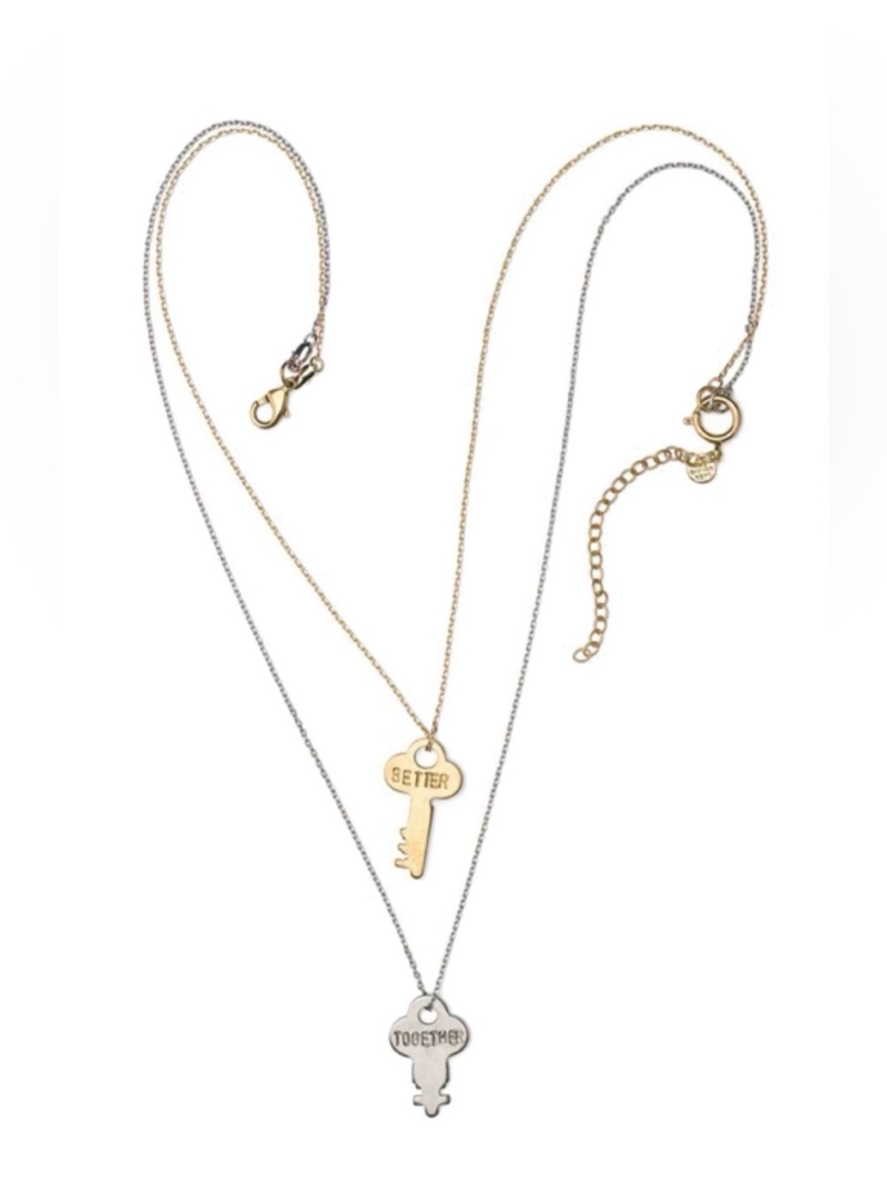 Cabi Giving Keys “better together” Gold and Silver tone Layered Key Necklace